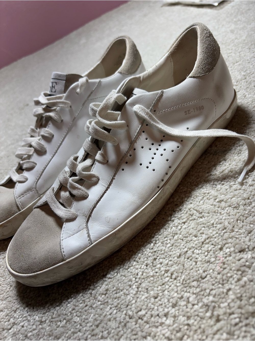 SAM EDELMAN SE 1980 Distressed Comfort Sneakers Aubrie US 9.5 Leather